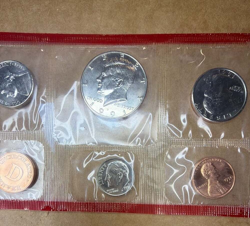1991 US Mint Uncirculated Denver Mint Set 6-Coin Pack - Picture 4 of 7